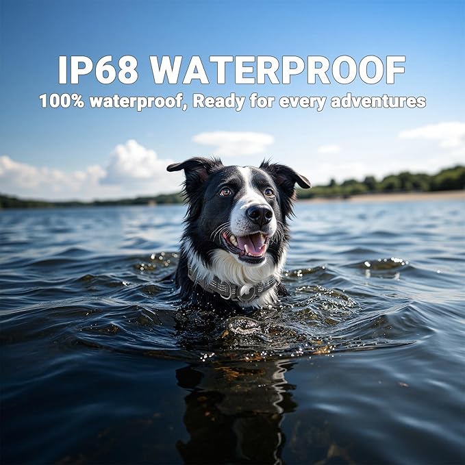 AirTag Dog Collar, IP68 Waterproof Integrated Air Tag Dog Collars with Reflective, Ultra-Durable, Comfortable Padded, Heavy Duty Dog Collars for Small Medium Large Dogs, L (14.8"-20.3"), Black