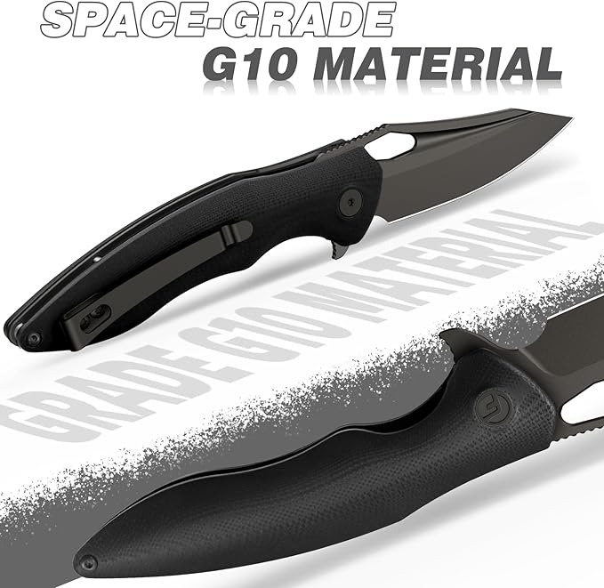 FINTISO Apollo Pocket Knife, 3.3" 14C28N Blade G10 Handle Folding Knife with Liner Lock, Small EDC Knife with Pocket Clip for Camping, Survival, Hunting, Unique Gift for Men Women