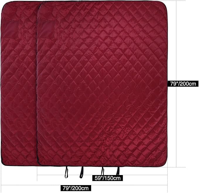 REDCAMP Large Warm Blanket with Sherpa Lining, Cold Weather Outdoor Blanket Windproof for Camping Stadium, Machine Washable 79"x 79" Red