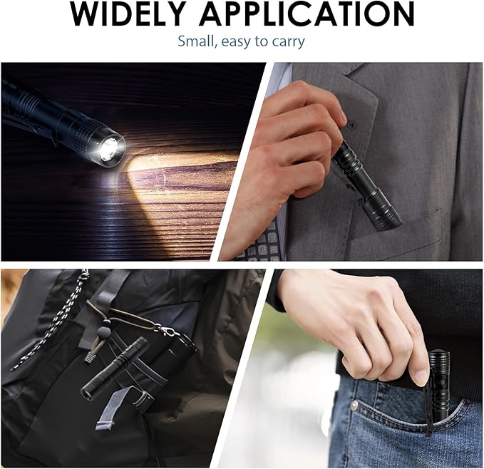 6 Pack Mini Pocket Flashlight, 3.5" Small LED Pen Light with Clip, 500 Lumen Torch White Light Powered by AAA Battery, Portable Versatile for Inspection Medical Repair Camping Outdoor Emergency