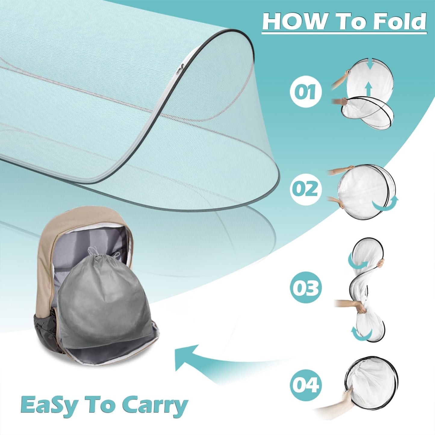 78 * 31 * 23Large Pop-Up Mosquito Net, Lightweight, Breathable, and Soft Convenient Mesh