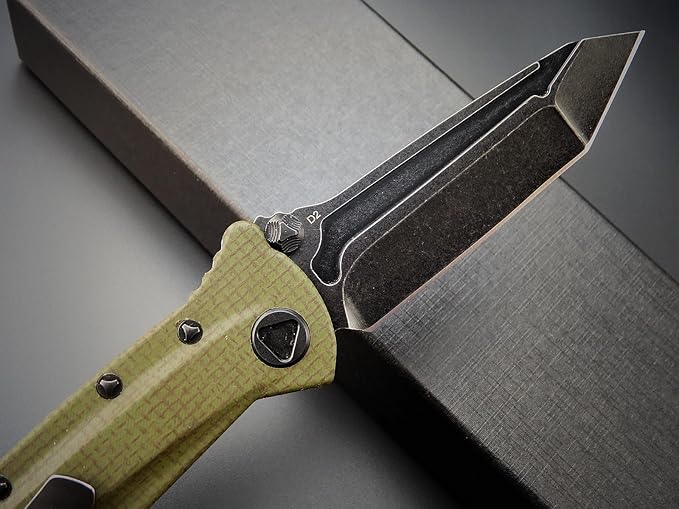 Eafengrow EF55 Pocket Knife Folding Knife G10 Handle D2 Steel Blade Folder EDC Tool Knifes for Working Camping with Clip(Green)