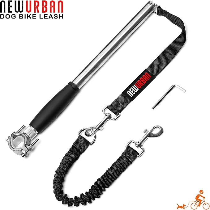 Hands Free Dog Bike Leash - Steel and Black Handle - Dog Bike Attachment - Easy Installation and Removal - Lead for Exerciser, Training, Jogging, Cycling, Bicycle-Cruises and Outdoor - Safe with Pets