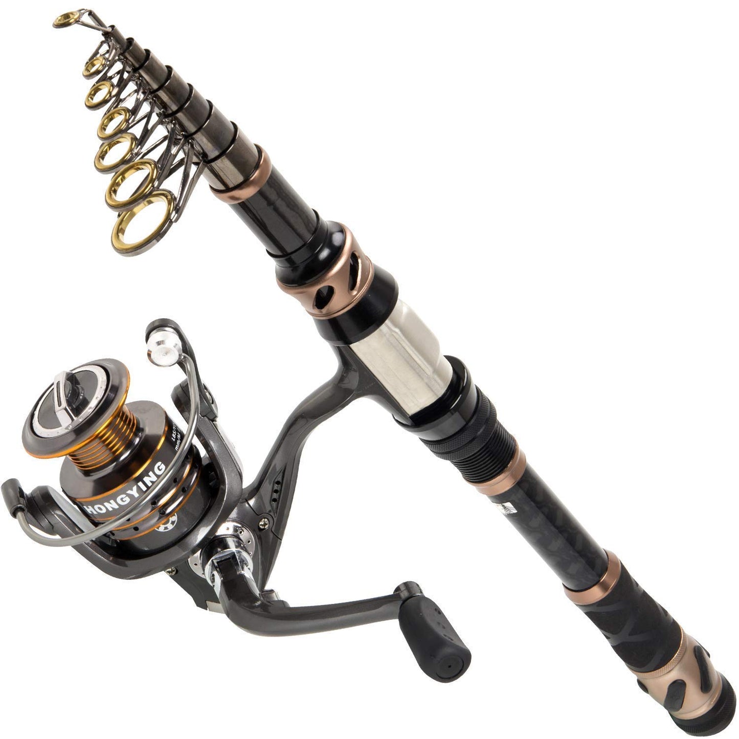 PLUSINNO Fishing Rod and Reel Combos - Carbon Fiber Telescopic Fishing Pole - Spinning Reel 12 +1