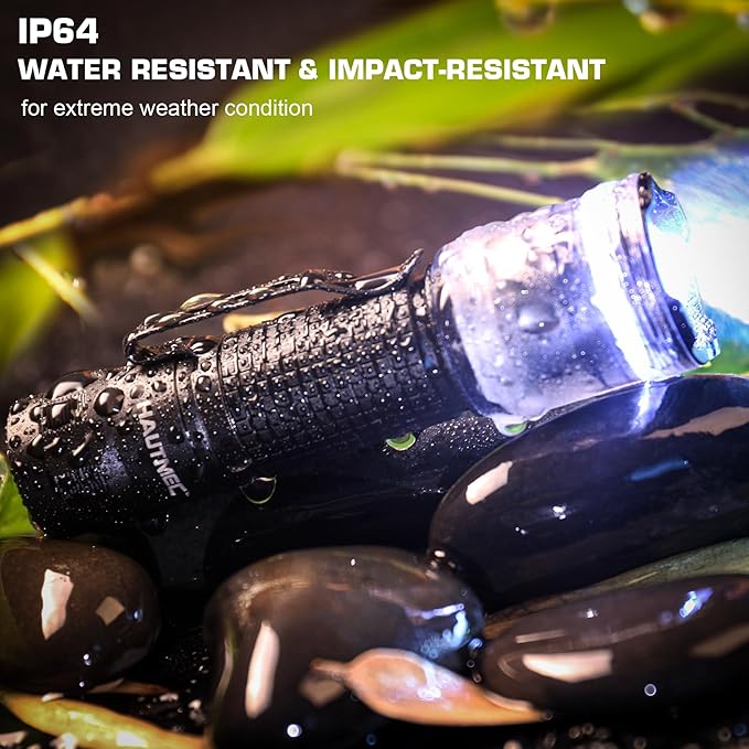 HAUTMEC 700 Lumens Rechargeable Flashlights Waterproof LED Flashlight with Zoomable Beam Bright Tactical Pocket Flashlight Torch with Adjustable 4 Modes for Camping, Outdoor, Hiking, Emergency