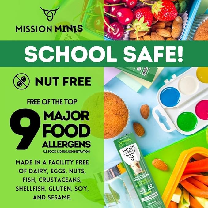 Mission Meats Kids Beef Sticks ??100% Grass Fed & Pasture Raised, Healthy Snacks for Kids, Sugar Free Protein, Gluten & Nut Free, Individually Wrapped, Mini 0.5oz 24ct Bag (Pack of 2)