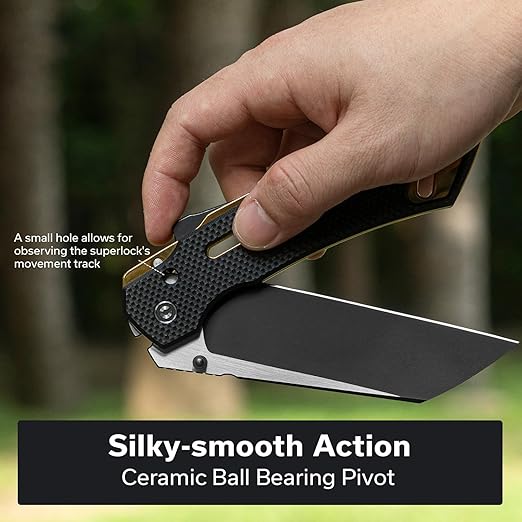 CIVIVI Buster FG Large Pocket Knife, Superlock Folding Knife for Men Women with 4.2" Nitro-V Blade G10 Handle, Designed by Snecx Tan C24052-1 (Black)