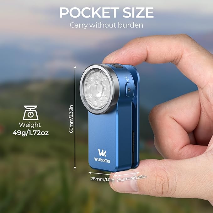 Wurkkos HD03 Rechargeable Flashlights EDC Clip-on Light, Bright 680 Lumens Pocket Flashlight, Combines Spotlight/Floodlight/RGB Light, Magnetic, IPX6 Waterproof for Cycling, Repairing (Dark Blue)