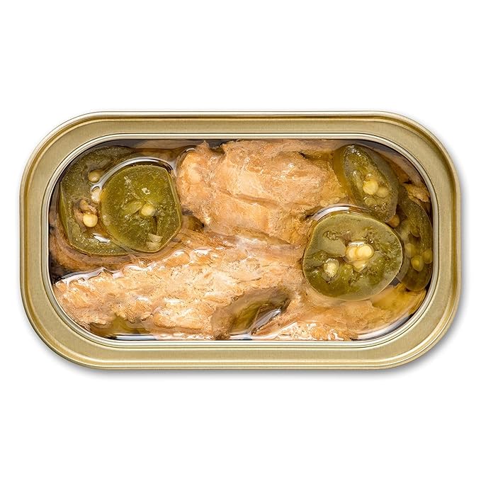 King Oscar Mackerel in Olive Oil with Jalapeño Peppers, 4.05 Ounce Cans (Pack of 12, Packaging May Vary), Skinless & Boneless, Wild Caught Canned Mackerel