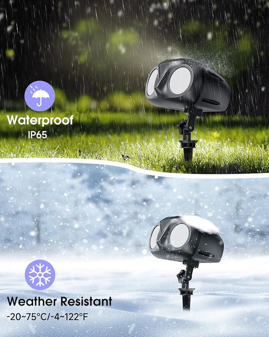 Christmas Snowflake Projector Lights,Dual-Head Snowflakes Snow Projector Lamp with Remote Control, IP65 Waterproof Christmas Outdoor Lighting Decorations for Xmas, Yard, Party, Garden, Patio