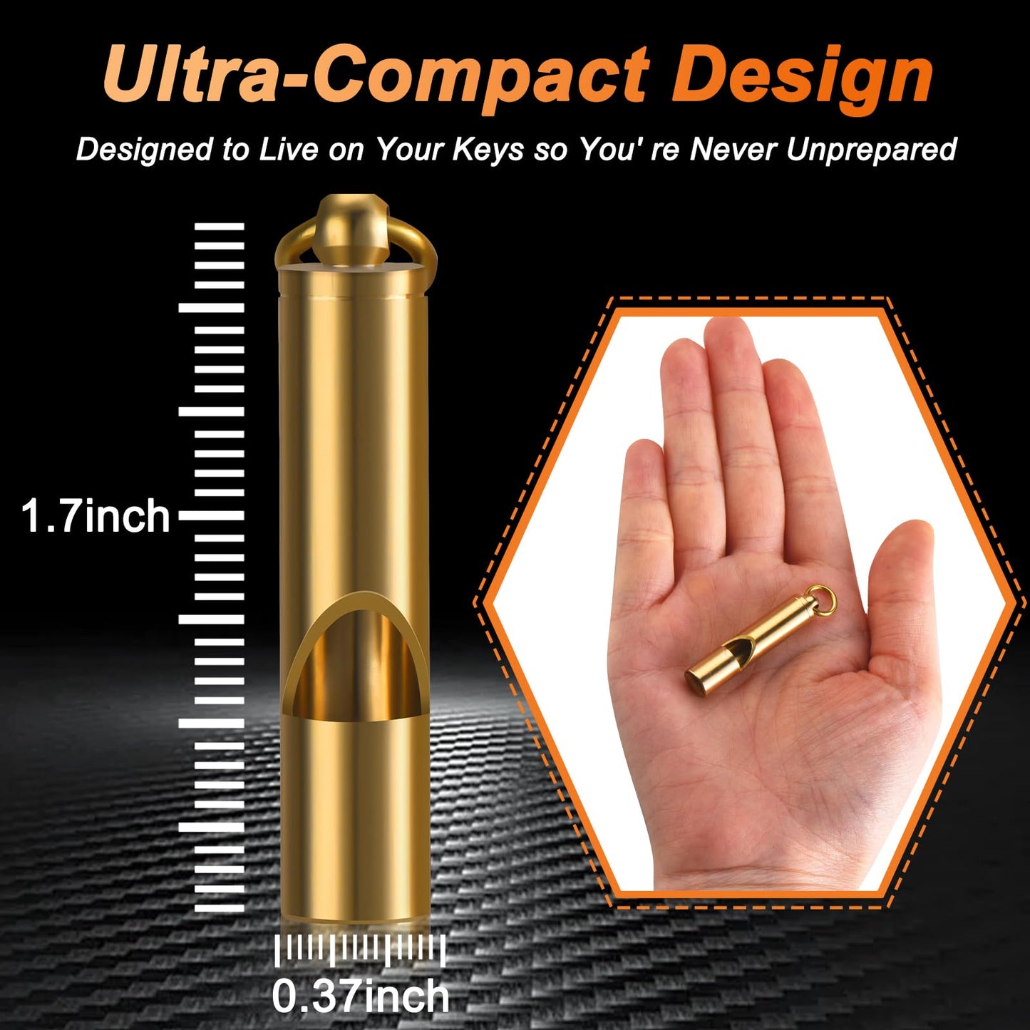 Upeckaroo Brass Emergency Whistles 2 Pack with Tangle-Free Lanyard - Pealess Safety Whistle
