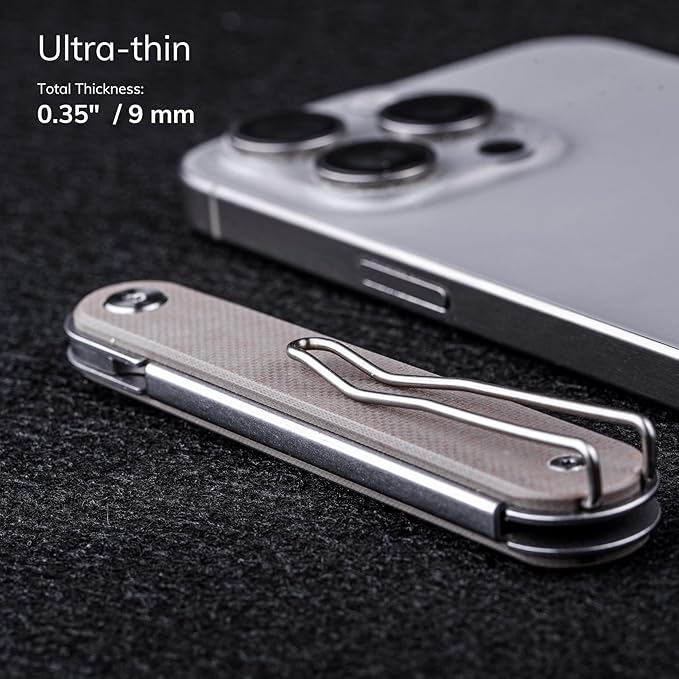 REALSTEEL IRIS Pocket Knife, Folding Knife, Flipper, Liner Lock, 2.99" 12C27 Steel Blade, Lightweight G10 Handle, 1.74oz, Deep-carry Pocket Clip, EDC Outdoor Indoor, Gifts for Men Women Camping Hiking Climbing Fishing (Red G10)