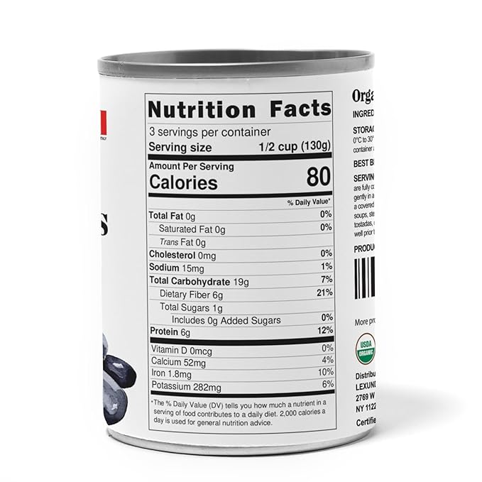 Food to Live Organic Canned Black Beans, 14 oz (Pack of 8) - Unsalted Non-GMO Frijoles Negro. Perfect for Salads, Soups, Stews. Vegan. Made in Italy