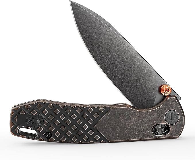 EDC Folding Pocket knife with Clip for Men,Thumb Studs Crossbar Lock Knives with 2.99" 14C28N Steel Blade, Copper Handle for Camping Hiking,Dragonfly-Cu