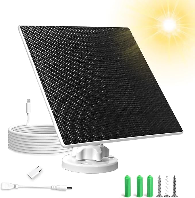 Solar Panel Charger for Tapo Outdoor Camera,USB Solar Panel Compatible with Tapo MagCam C425 C420 C400 2K QHD, Security Camera Solar Panel with 360° Adjustable Angle