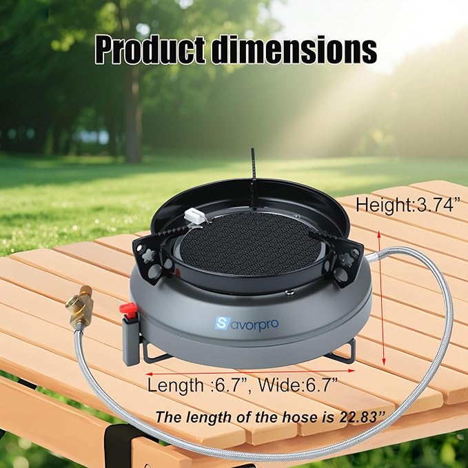 Portable Camping Stove Infrared Windproof, Backpacking Stove13400 BTU Single Butane Burner for Outdoor Road Trips Picnics with Piezo Ignition
