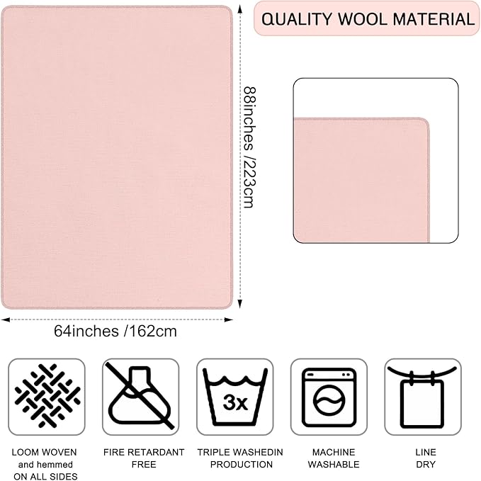 Peryiter 2 Pcs Military Wool Blanket Large 64" x 88" Camping Blanket Survival 3.3 Lbs Each Thick Thermal Washable Emergency Blanket for Outdoors Sporting Events Survival Kits (Pink, Gray)