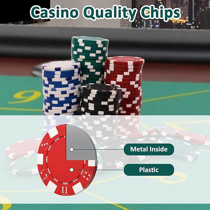 Poker Chip Set with Aluminum Case,Premium 11.5 Gram Casino Clay Chips Set for Texas Holdem,Blackjack,Gambling,Poker Games