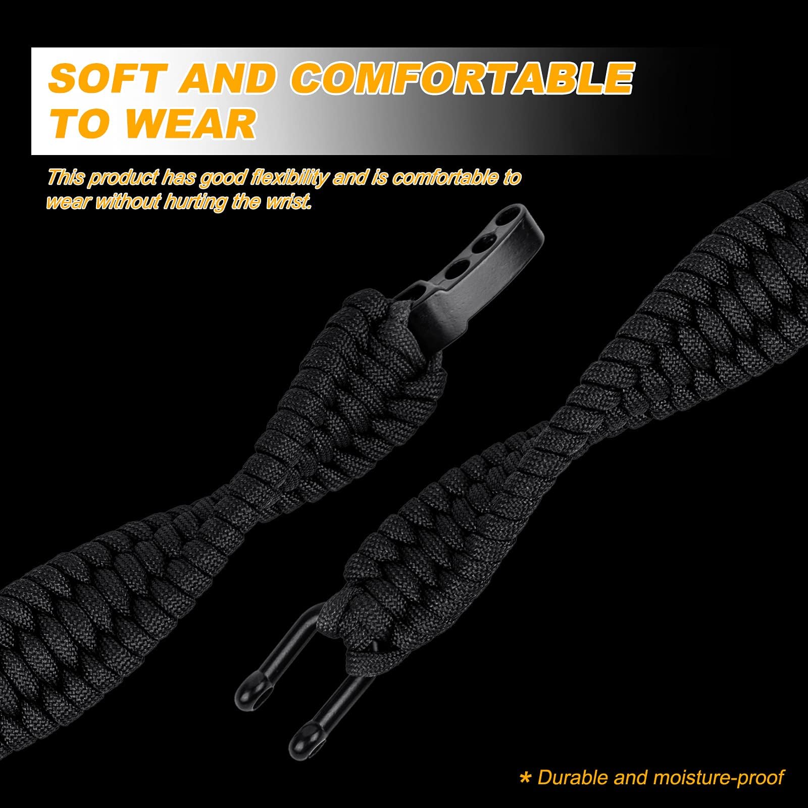Oadnfa Survival Bracelet,Tactical Paracord Bracelet with Forged Stainless Steel U-Type Shackle