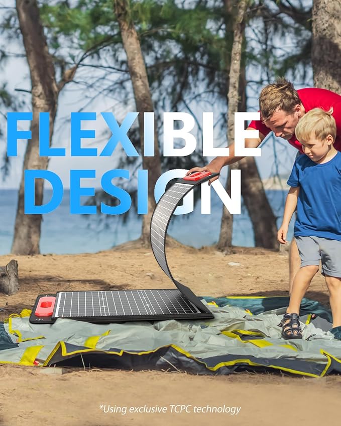 ELECAENTA 200W Portable Solar Panel, 25% High Efficiency (Upgraded Version), Ultra Light with Kickstands, Flexible and Foldable ETFE Solar Charger for Power Station Outdoor Camping RV Home Backup