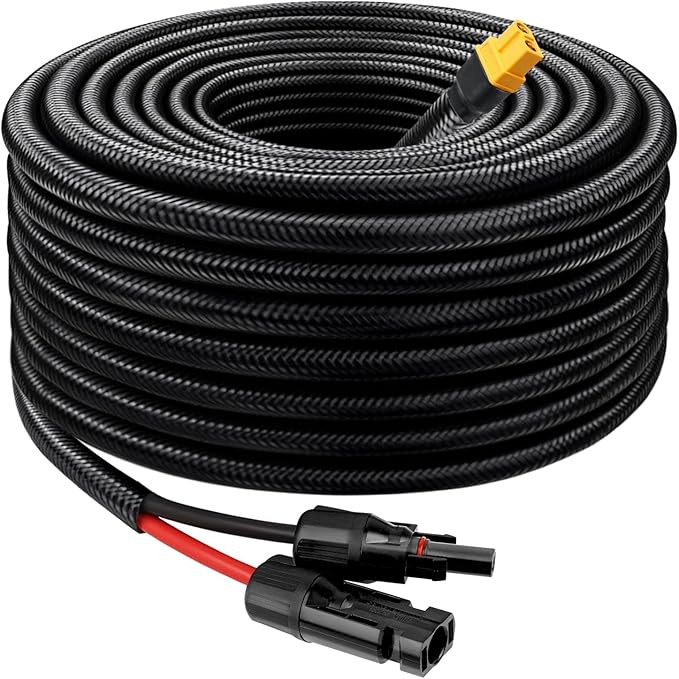 Solar to XT60 Cable 10AWG 25FT Solar Connector to XT60 Adapter Cable for Solar Panel to Battery RV Portable Power Station Solar Generator - 25 Foot