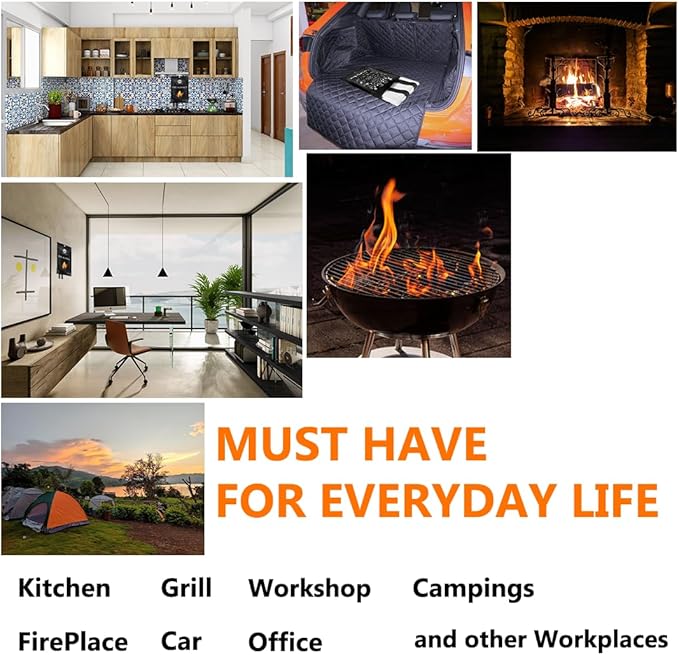 SAFECASTLE Emergency Fire Blanket 59"x59" Large Size, 1 Pack Fire Retardant Blanket with Fireproof Tabs for Home, Warehouse, Outdoor, Office, Car and Camping Fire Protection Survival Safety