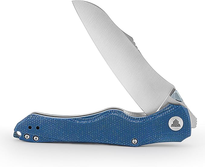 Knives, 3.89'' 14C28N Steel Pocket Folding Knife for Men, Flipper EDC Knife with Clip, Sharp Camping Survival Hiking Knives, Satin Blade,Micarta Handle and Ti Thumb Stud｜Triton-04L