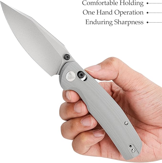 Axis Knives, EDC Folding Knife for Men, Pocket Knife with Clipï¼?.34??14C28N Steel,Thumb Stud Blade,Grey G10 Handle.Outdoor Camping Tool，Hornet-03G