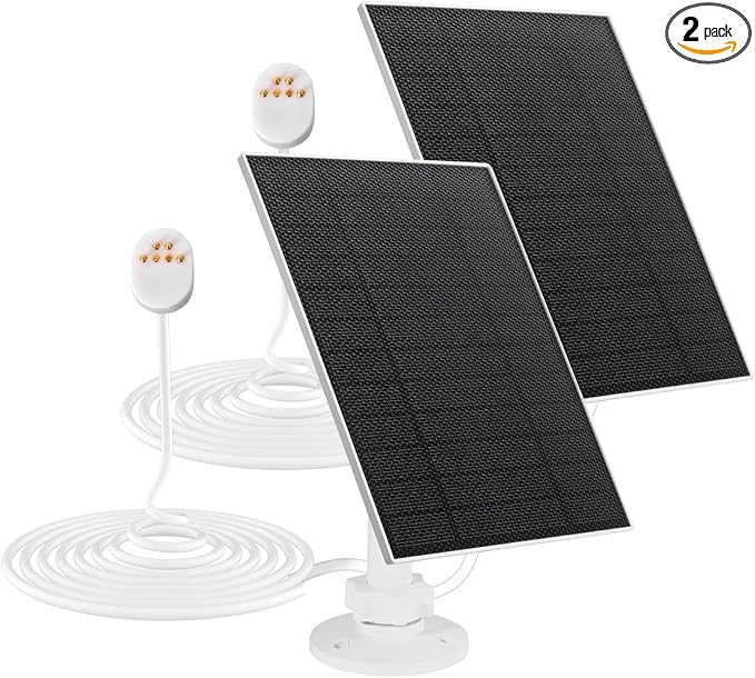 Solar Panel for Google Nest Camera Outdoor & Indoor (Battery Version),5V 5W Solar Panel Charger with 13Ft/4m Charging Cable, IP65 Waterproof, Includes Adjustable Wall Mount,2 Pack