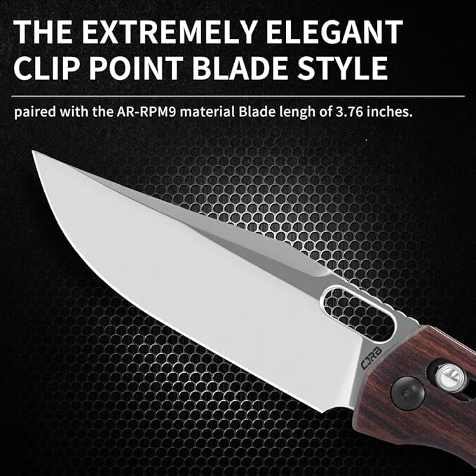 CJRB Prado Folding Pocket Knife 3.76" AR-RPM9 Sand Polish Steel Blade Rosewood Handle Crossbar Lock for Men Outdoor, Survival, Camping and EDC, J1936