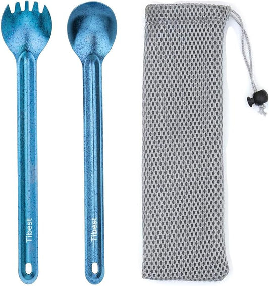 Titanium Spork Long Handle, Ultra Lightweight Camping Utensil for Backpacking Camping, Hiking, Outdoors