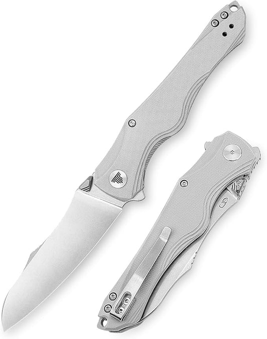 Knives, EDC Folding Knife for Men, Flipper Pocket Knife with Clip, Sharp Hiking Camping Survival Knives, G10 Handle and Ti Thumb Studï½?.89'' Stonewash 14C28N Steel Blade｜Triton-03