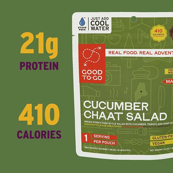 GOOD TO-GO Cucumber Chaat Salad Stove-Free??(6-Pack of Single Servings) | No Stove Required! Camping & Backpacking Food | Just Add Water Backpacking Meals | Good To-Go Dehydrated Meals Taste Better Than Freeze Dried Food