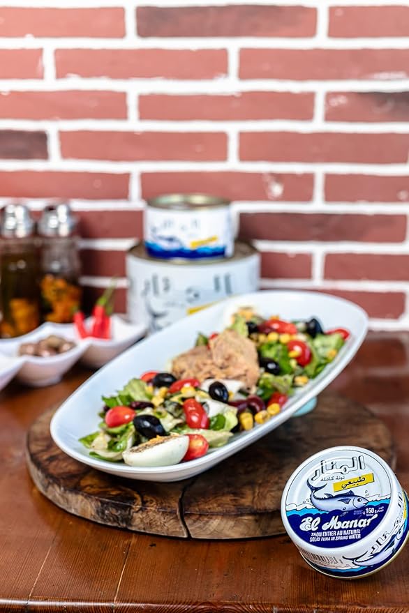 El Manar Solid Light Tuna in Water- 5.6 oz Pack of 10 - Canned Tuna Fish in Spring Water - Non-GMO - Gluten Free Tuna