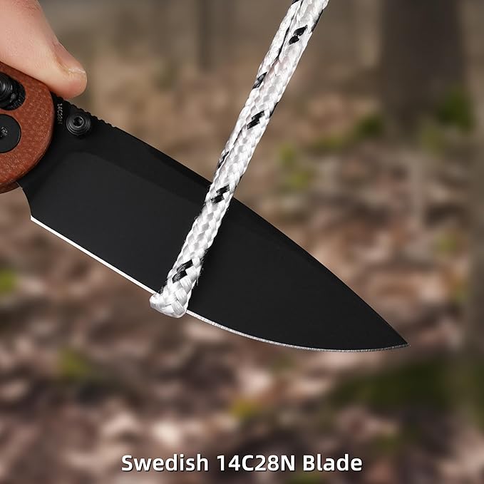 Folding Pocket Knife, 3.23" 14C28N Blade EDC Knife with Clip and Crossbar Lock, Small Pocket Knife for Men, Sharp Camping Hiking Hunting Survival Knives