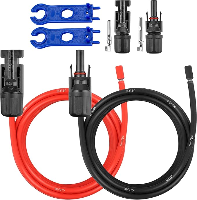 5 FT 10AWG Solar Panel Extension Cable,10 Gauge Extension Cord,5FT 10FT 20FT 30FT 50FT 100FT Solar Panel Wire with Extra Fair of Female and Male Connectors Solar Adapter for RV, Photovoltaic Systems
