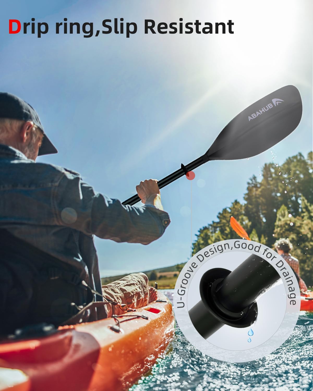 Abahub 210-230cm Adjustable Kayak Paddle for Kayak,Boating,Black