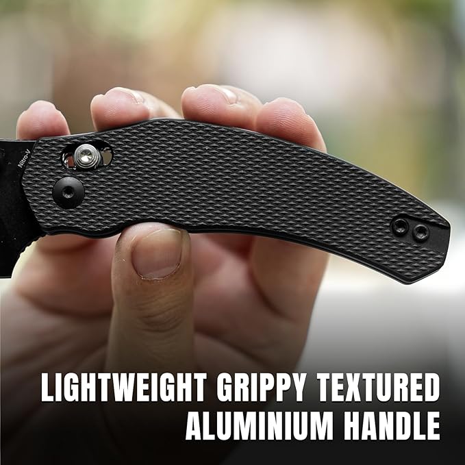 Kizer Bulldog Pocket Knife, 3 In Nitro V Steel Blade Folding Knife Aluminium Handle Camping Hunting Knife with Reversible Clip Sheepsfoot Clutch Lock Small EDC Knives for Men Women V3672A1