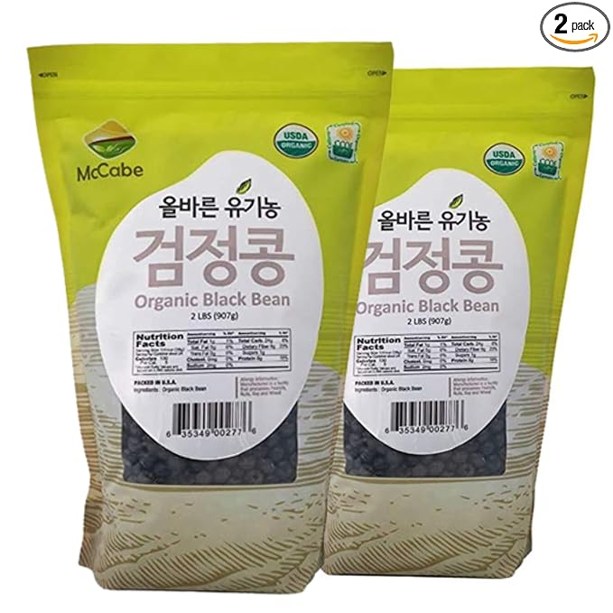 McCabe Organic Black Bean with Yellow Kernels - Dried Black Beans 2 Lbs (32oz) Pack of 2 | USDA and CCOF Certified Organic, Packed in USA