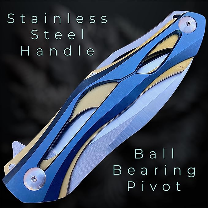 TACTICAL GEARZ Premium Stainless Steel Folding Knife, Stainless Steel Handle, D2 Steel Blade (Ronus GB)