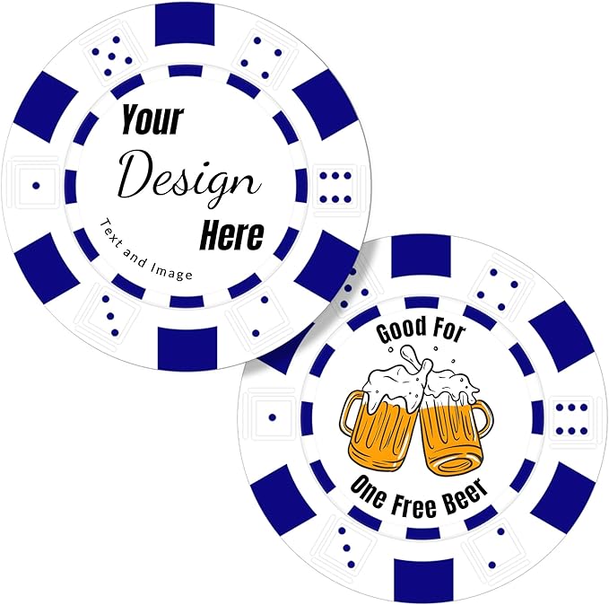 50 Custom Poker Chips,Personalized with Your Logo Image or Text,11.5g Clay Casino Chips for Events or Gifts