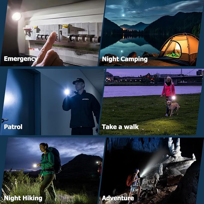 NAKCNM Flashlights High Lumens Rechargeable 2000 Lumens Super Bright with LCD Digital Display, 3 Mode, Waterproof, Powerful Tactical Flashlight for Camping Outdoor Emergencies