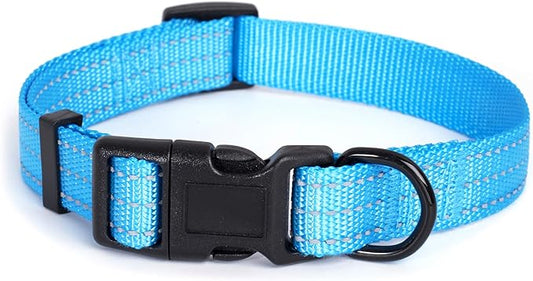 Mile High Life Dog Collar | Nylon Reflective Dog Collars | Light Weight Puppy Collars | Dark Blue Dog Collars for Small Dogs (Dark Blue, X-Small)