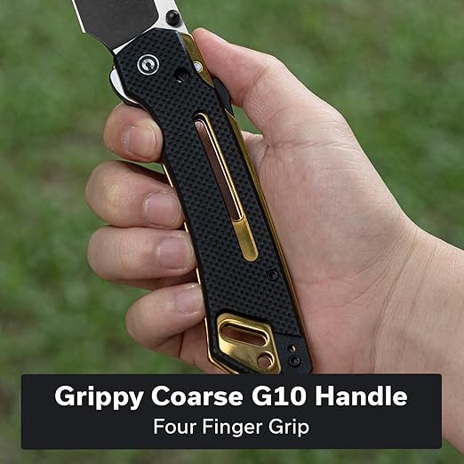 CIVIVI Buster FG Large Pocket Knife, Superlock Folding Knife for Men Women with 4.2" Nitro-V Blade G10 Handle, Designed by Snecx Tan C24052-1 (Black)