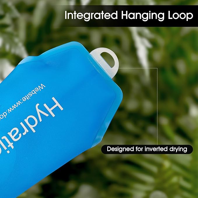 GYGYL Soft Flask, TPU Collapsible Soft Water Bottle for Hydration Pack, Running Vest, Leak-Proof Folding Water Bottle for Hiking Cycling Climbing Jogging-250ml Blue