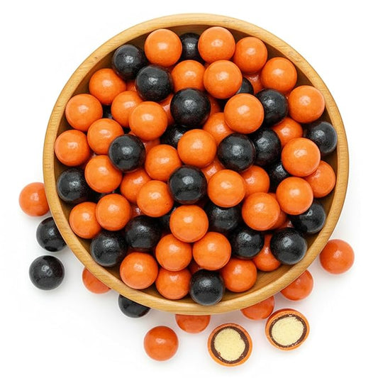 NY Spice Shop Orange & Black Dark Chocolate Malt Balls - 3 Pound Malted Milk Ball Candy Gifts - Chocolate Malted Milk Balls - Dark Chocolate Malt Ball Snacks