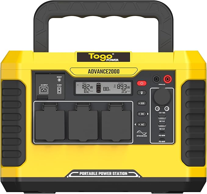 Togo POWER A2000 Portable Power Station 2000W-1799Wh Solar Generator LiFePO4 Battery Backup with AC Outlets(4000W Peak)-Fast Charge in 1.5H,10ms EPS Switch for RV Trip,Home use,Camping,Outage