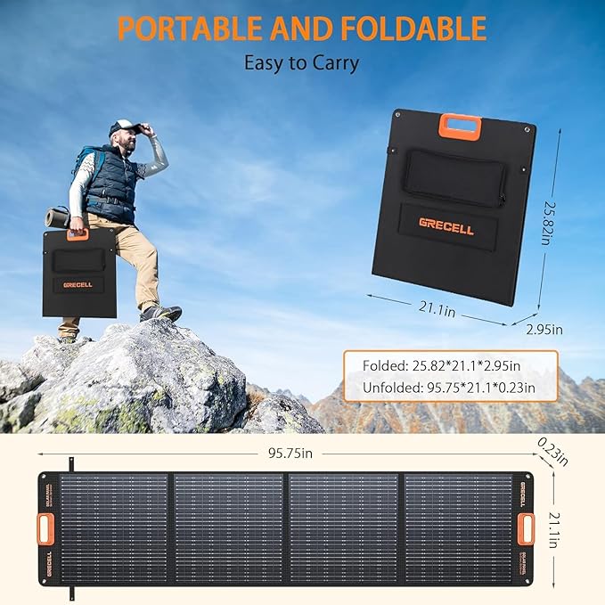 GRECELL 999Wh Solar Generator 1000W with Solar Panel 200W, 1000W Solar Generator with Panels