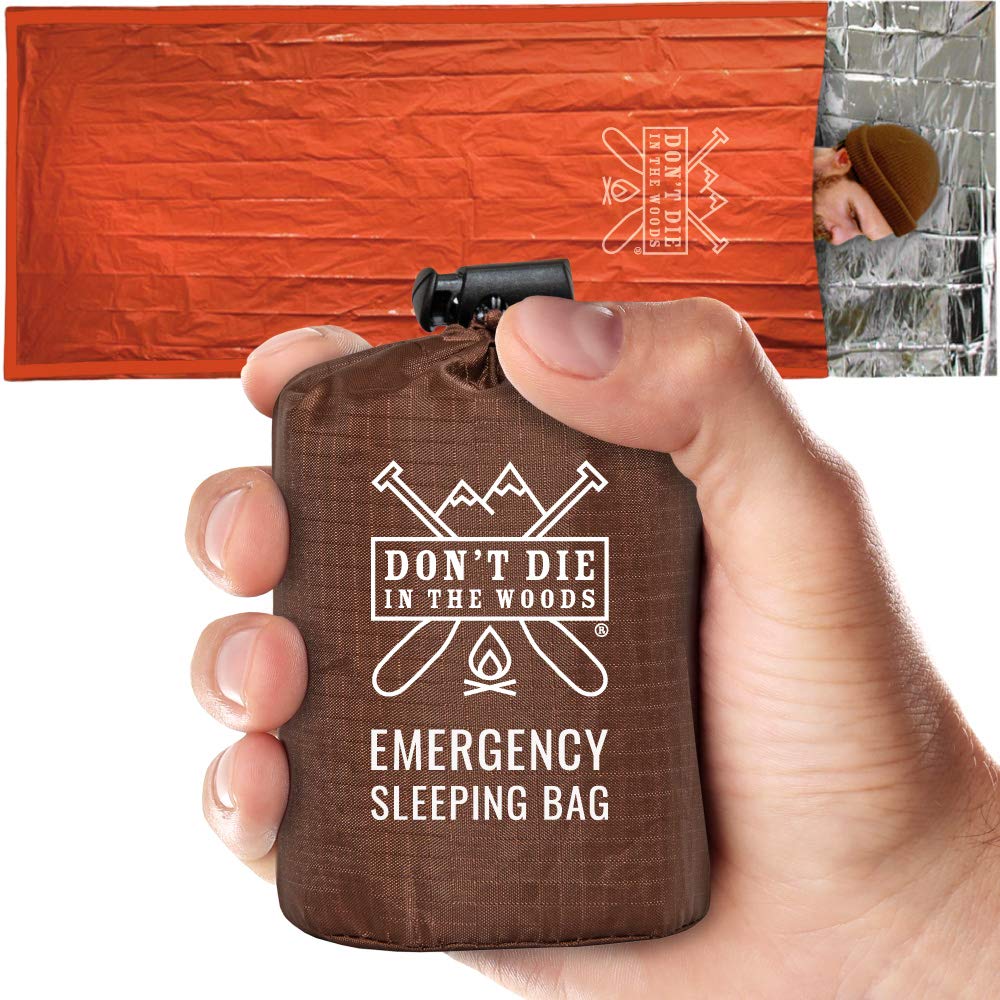Don’t Die in The Woods – Emergency Sleeping Bag with Hood [Orange]