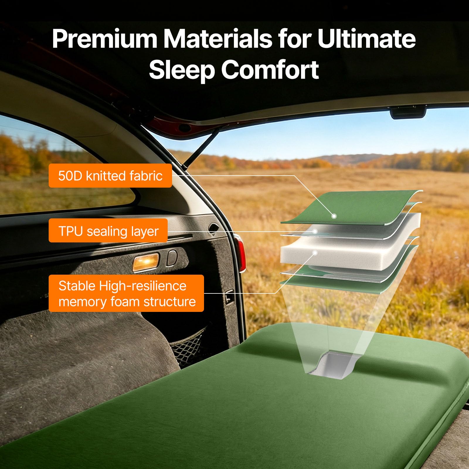 OGERY Self-Inflating Sleeping Pad, 3" Memory Foam Camping Mattress